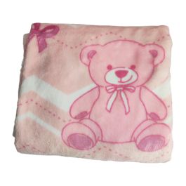 Cobertor prime baby Hazime  Urso rosa Ref.54696