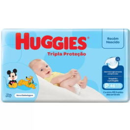 Fraldas Huggies Tripla Proteção Mega P com 46 Unidades ref.54983