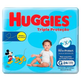 Fraldas Huggies tam. G c/ 24  tripla proteção pacote Jumbo Ref.18989 - 06.08