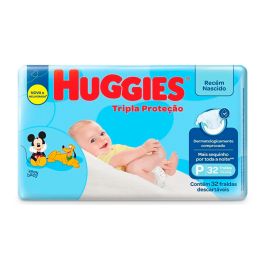 Fraldas Huggies tam. P c/ 32  tripla proteção pacote Jumbo Ref.18988 - 06.08