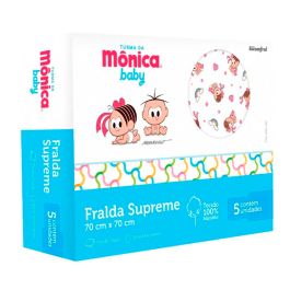 Fraldas de pano estampadas Turma da Mônica baby com 5 uni. Inconfral Rosa Ref.50775